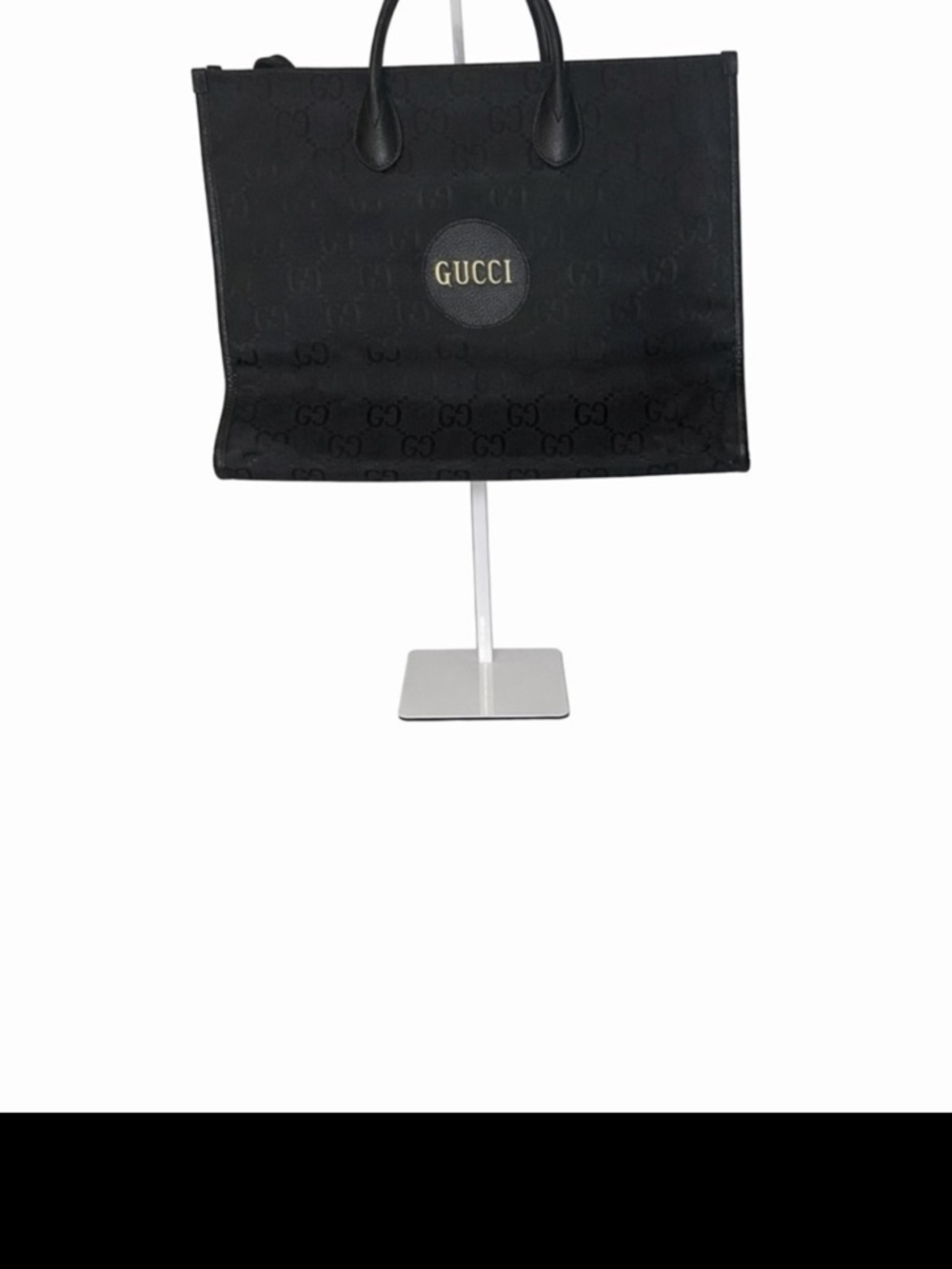 Gucci Black GG Canvas Tote with Gold Logo Patch - Picture 5 of 6